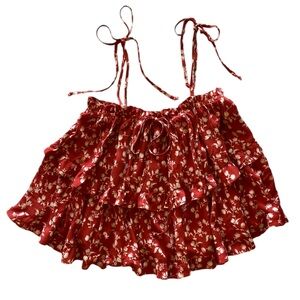 Hashtag Floral Red White Ruffle Top Blouse. Size M Straps Great Condition!